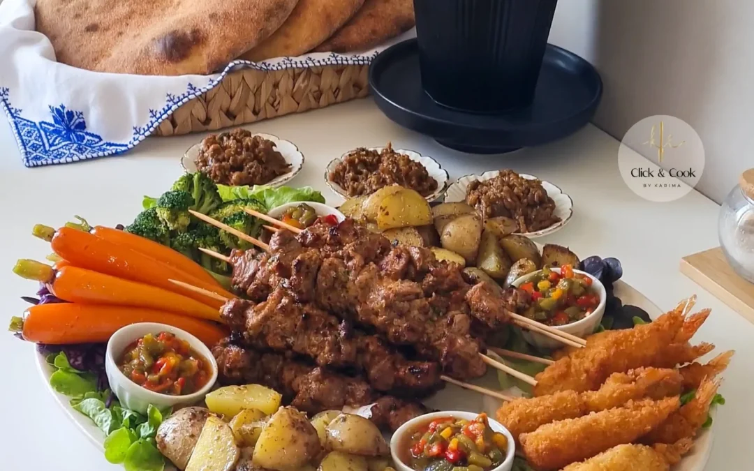 Brochettes et carottes caramélisées